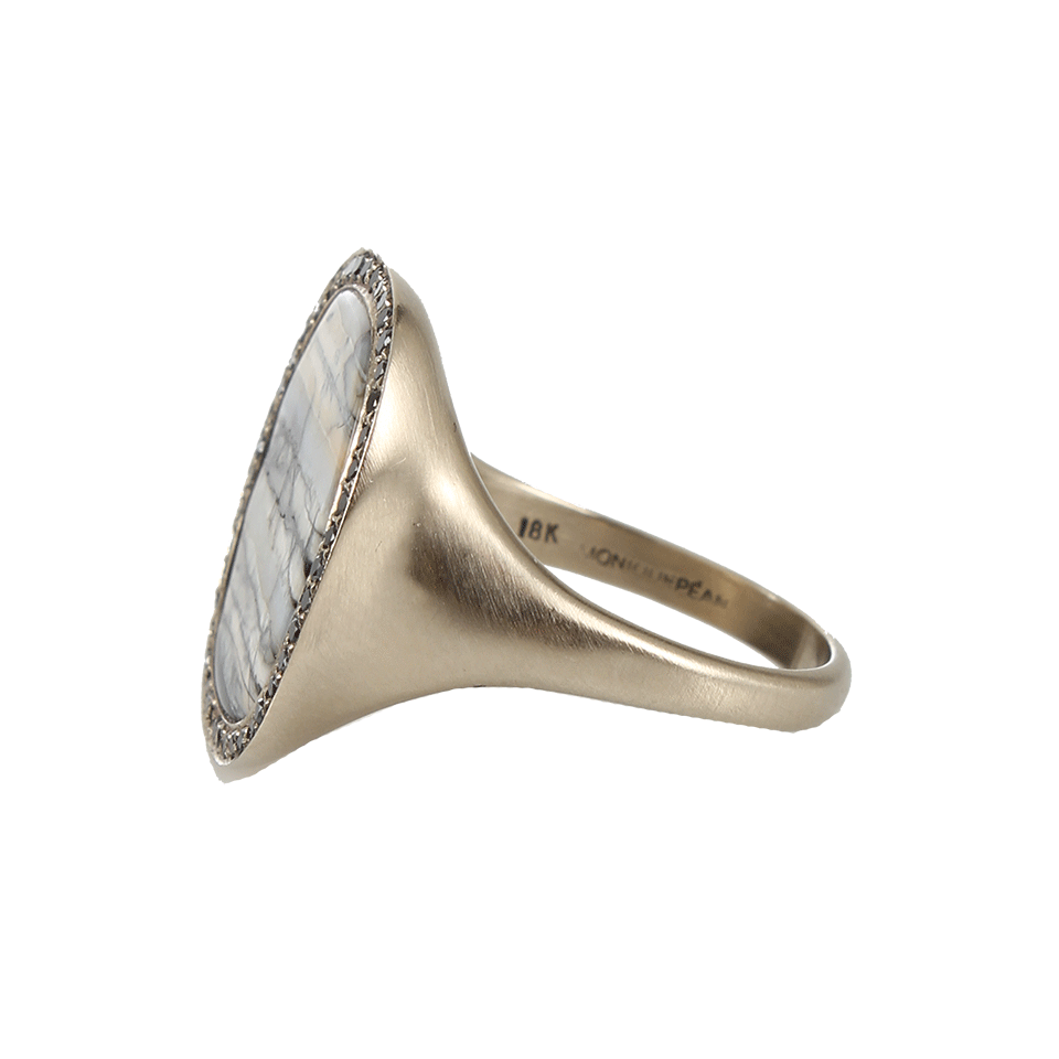MONIQUE PEAN-Marbled Fossilized Woolly Mammoth Ring-WHT GOLD