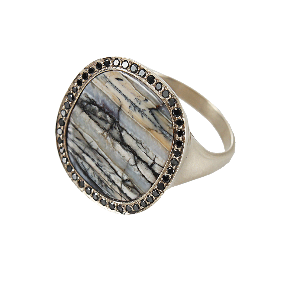 MONIQUE PEAN-Marbled Fossilized Woolly Mammoth Ring-WHT GOLD