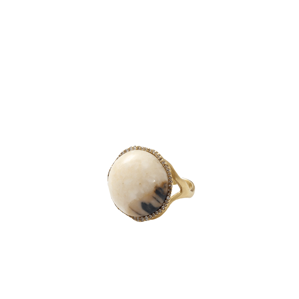 MONIQUE PEAN-Vivid Blue Fossilized Walrus Ring-YELLOW GOLD