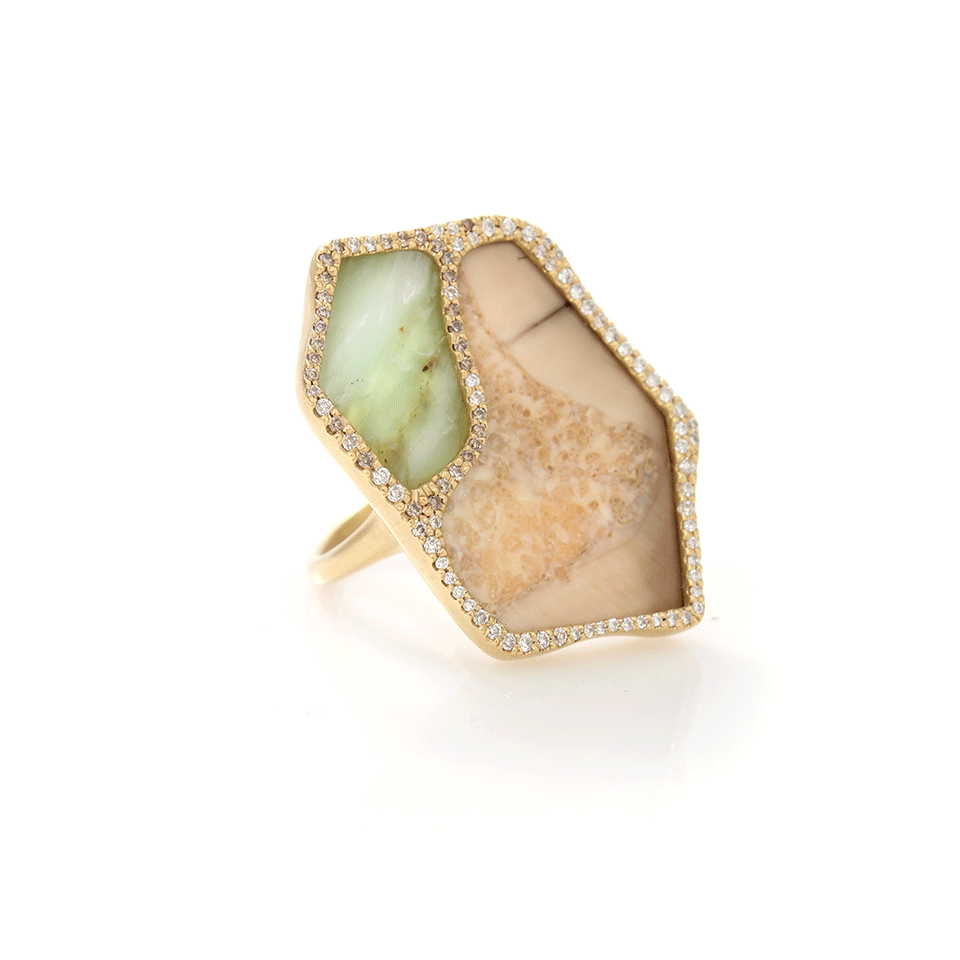 MONIQUE PEAN-Peruvian Opal And Ivory Ring-YELLOW GOLD