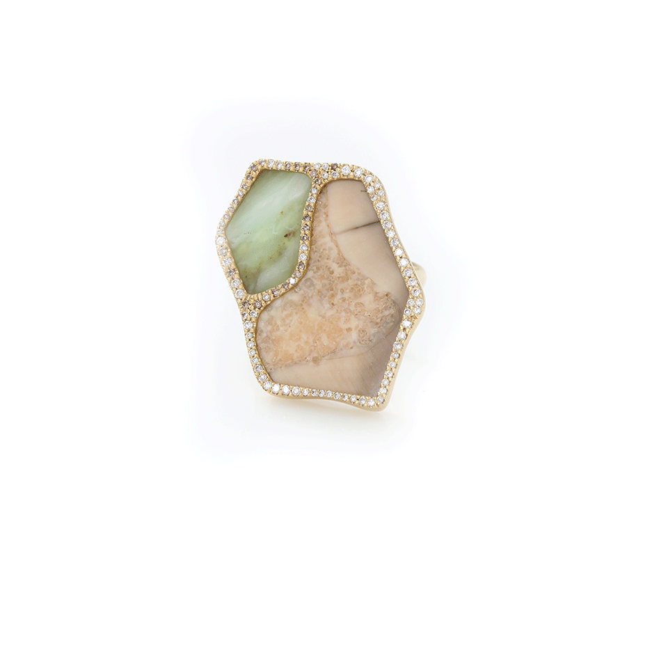 MONIQUE PEAN-Peruvian Opal And Ivory Ring-YELLOW GOLD