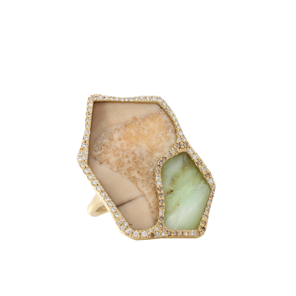 MONIQUE PEAN-Peruvian Opal And Ivory Ring-YELLOW GOLD