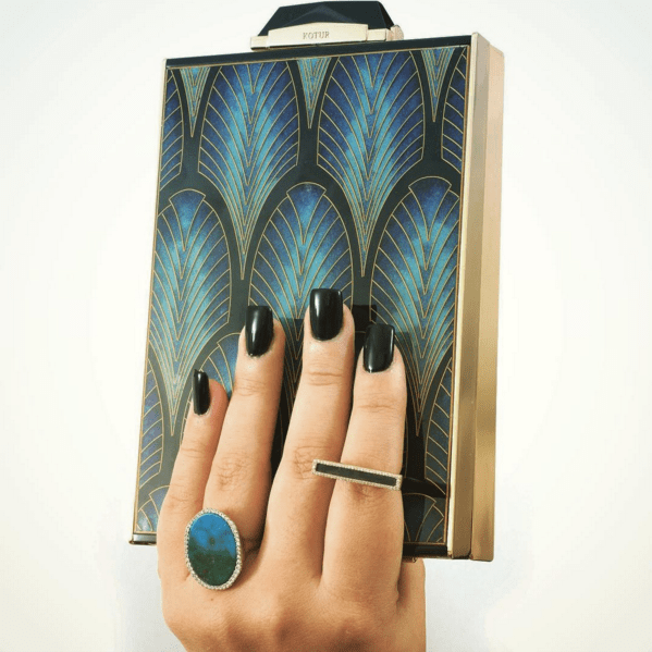 MONIQUE PEAN-Spectrolite And White Diamond Bar Ring-YELLOW GOLD