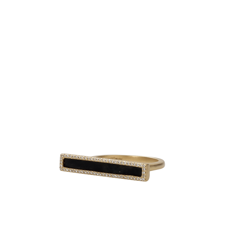 MONIQUE PEAN-Spectrolite And White Diamond Bar Ring-YELLOW GOLD