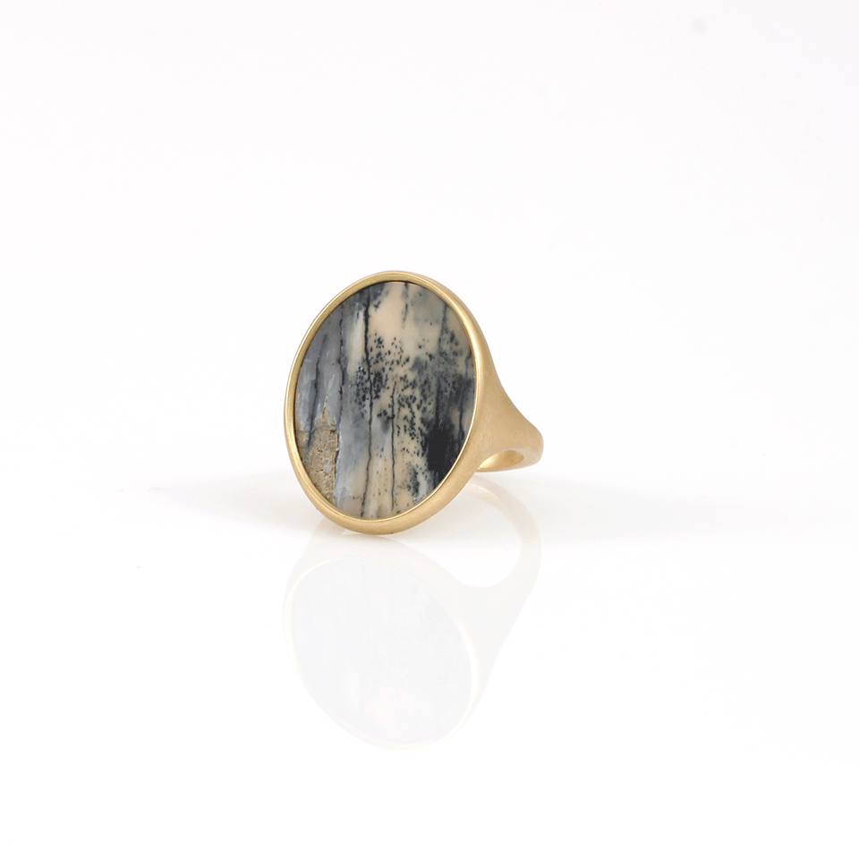 MONIQUE PEAN-Fossilized Woolly Mammoth Oval Ring-YELLOW GOLD