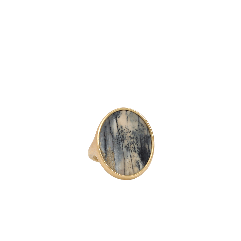 MONIQUE PEAN-Fossilized Woolly Mammoth Oval Ring-YELLOW GOLD