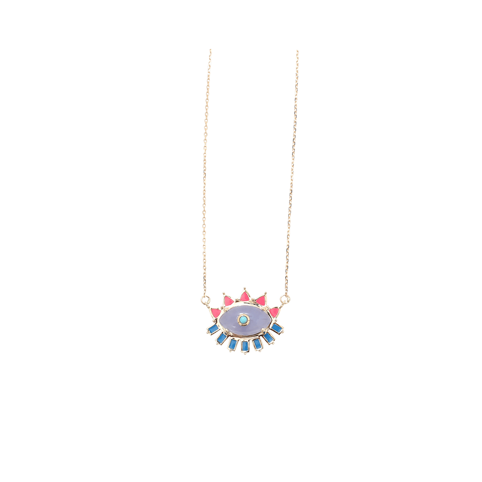 MORAIS x BASHA-Melissa Blue Chalcedony Necklace-YELLOW GOLD