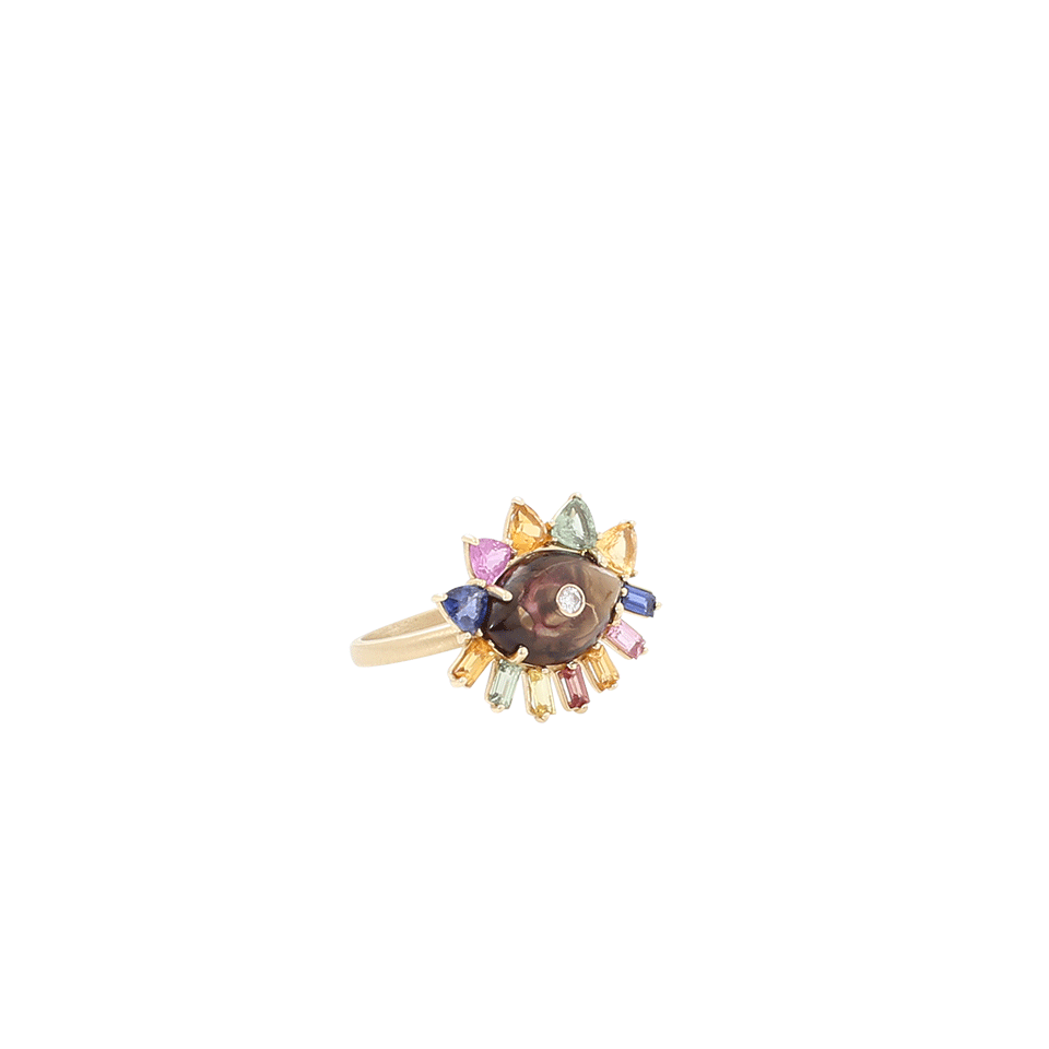 MORAIS x BASHA-Melissa Evil Eye Gemstone Ring-YELLOW GOLD