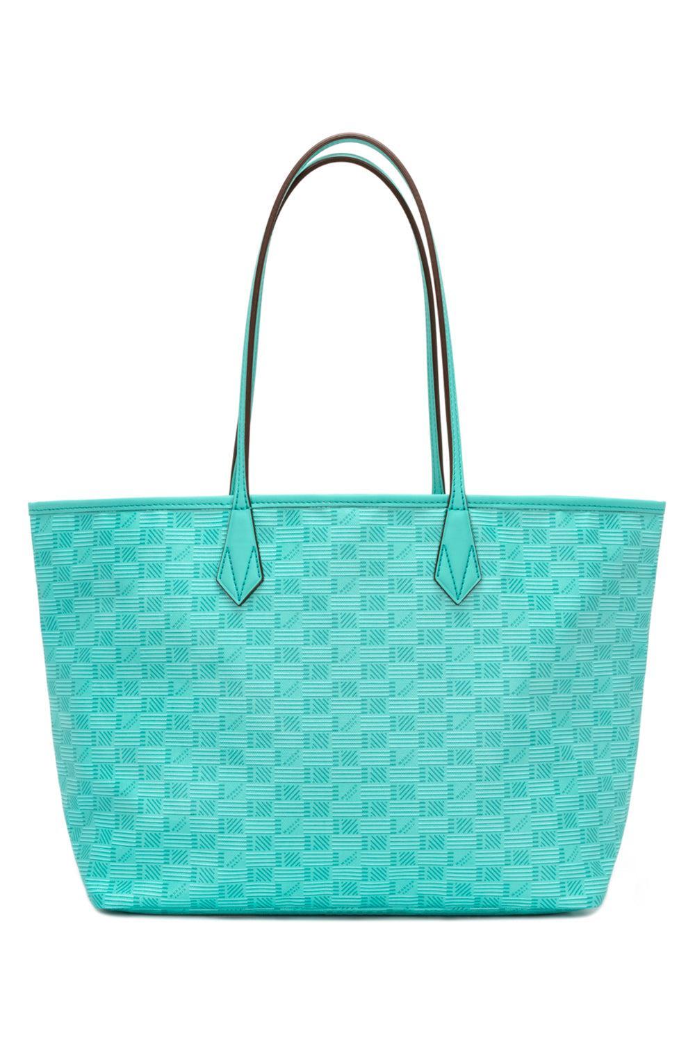 Saint Tropez Small Zip Tote - Turquoise Natural-GREEN-HANDBAGTOTES-MOREAU