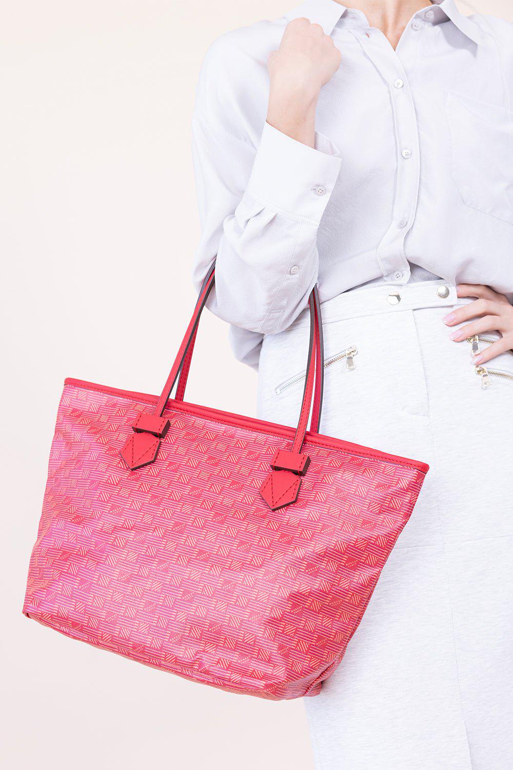 MOREAU-St Tropez Zip Tote MM - Red-RED/CHAM