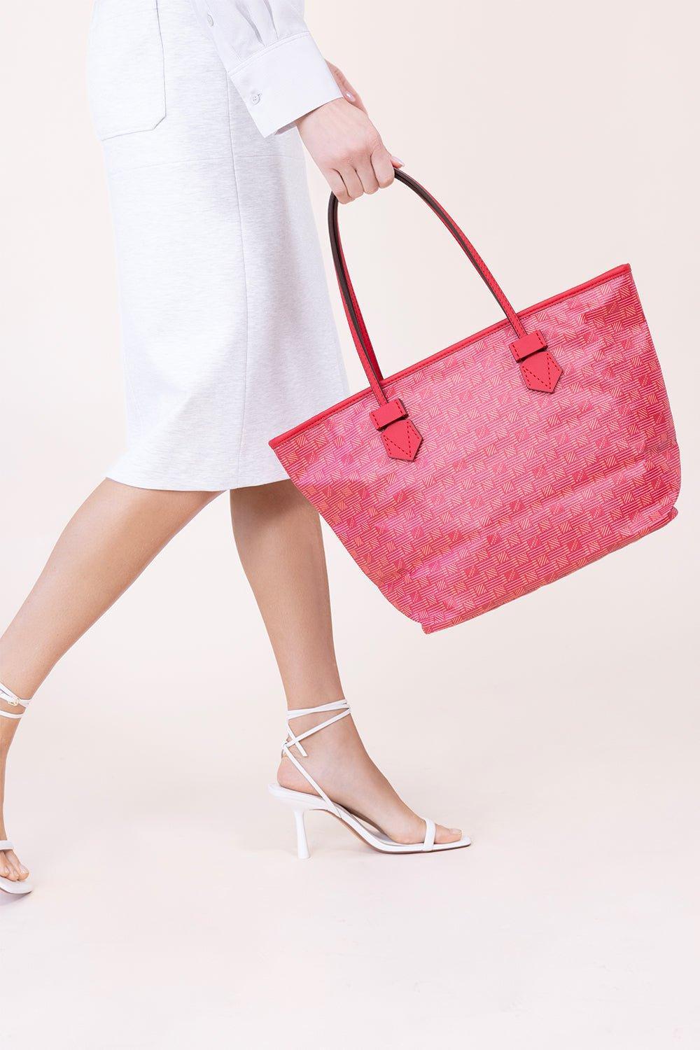 MOREAU-St Tropez Zip Tote MM - Red-RED/CHAM