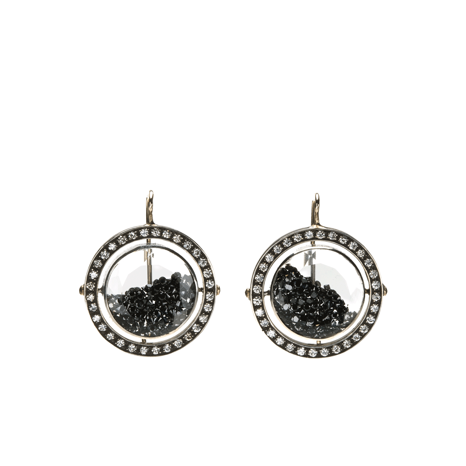 MORITZ GLIK-Black Diamond and Sapphire Orbit Earrings-WHT GOLD