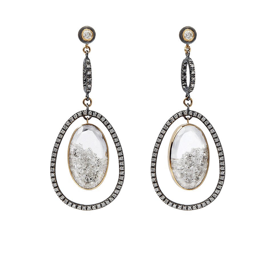 MORITZ GLIK-Diamond and Sapphire Drop Orbit Earrings-YLLW GLD