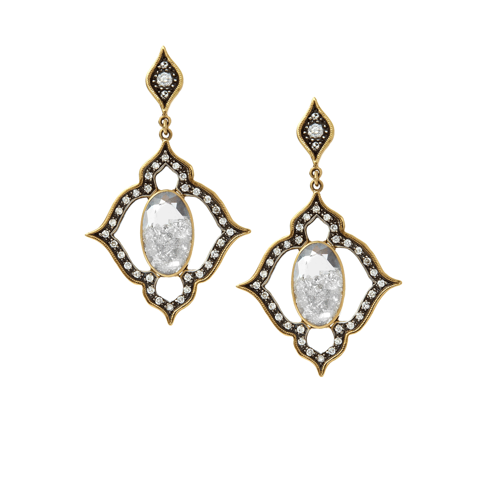 MORITZ GLIK-Diamond and Sapphire Filigree Earrings-YLLW GLD