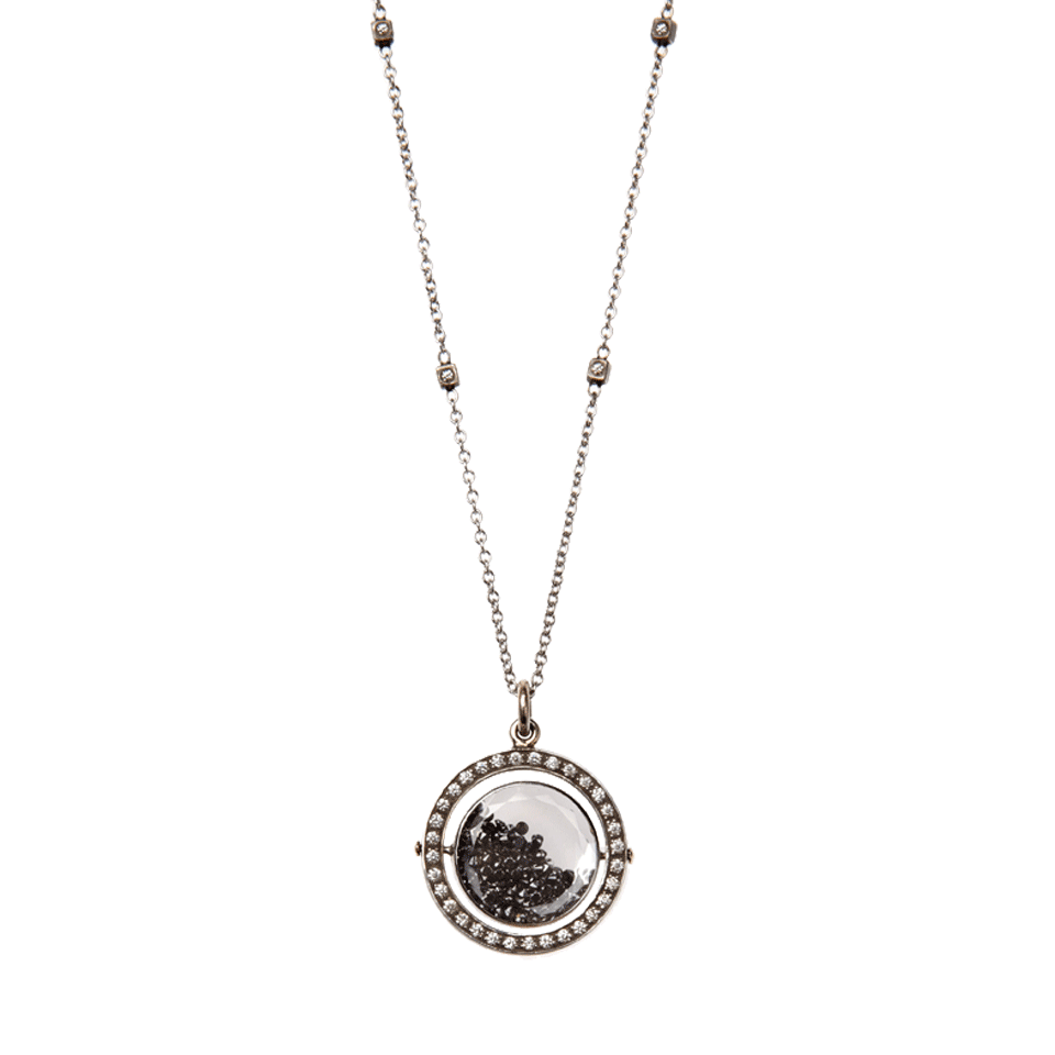MORITZ GLIK-Black Diamond and Sapphire Orbit Necklace-WHT GOLD