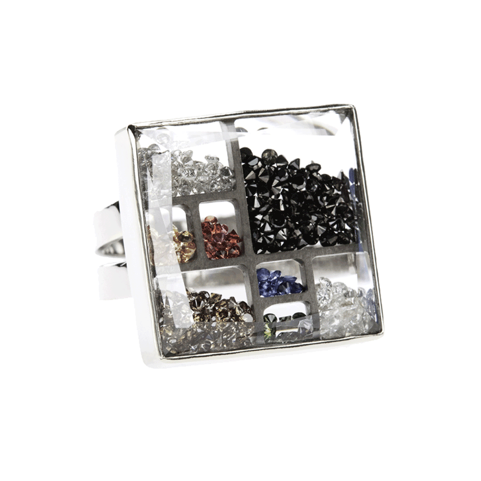 MORITZ GLIK-Mixed-Gem Mondarin Ring-WHT GOLD