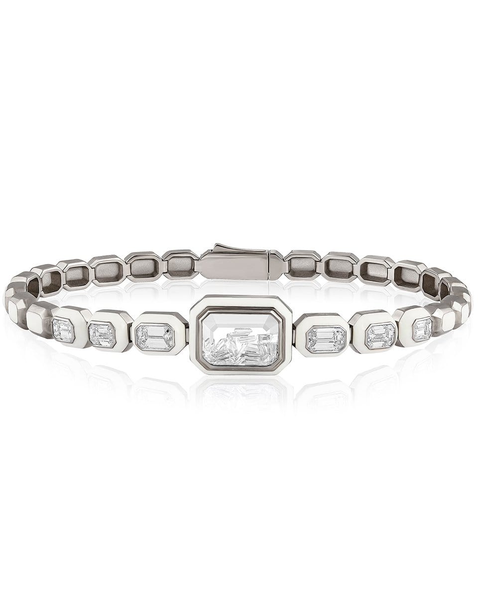 MORITZ GLIK-Diamond and White Enamel Shaker Bracelet-PLDM