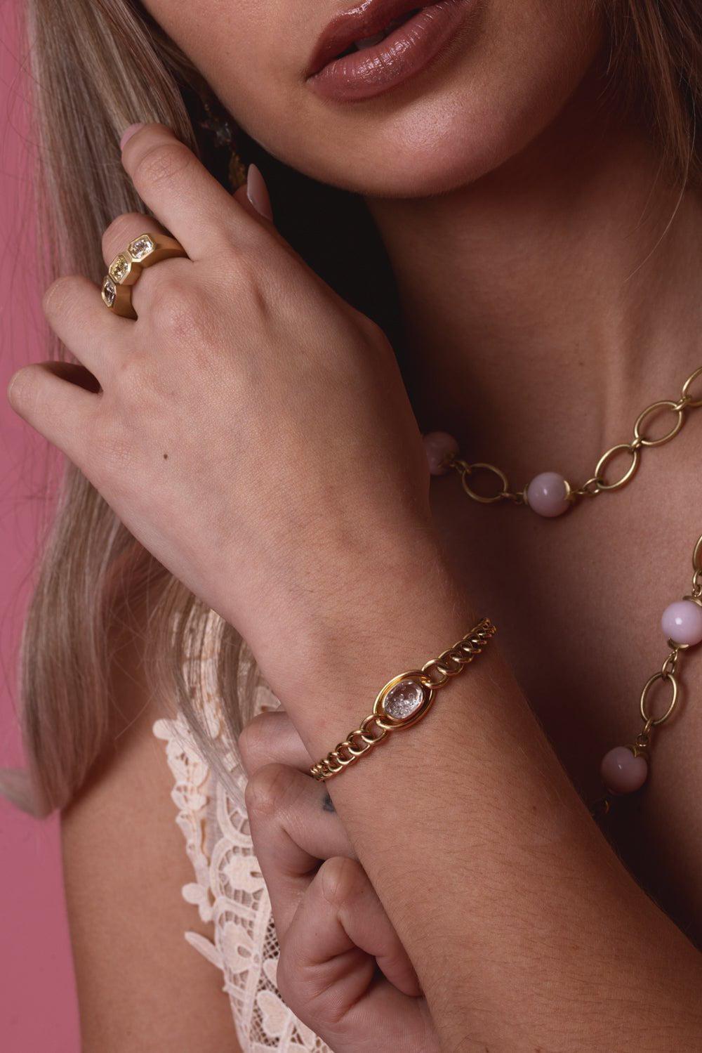 MORITZ GLIK-Cravo Curb Chain Bracelet-YELLOW GOLD