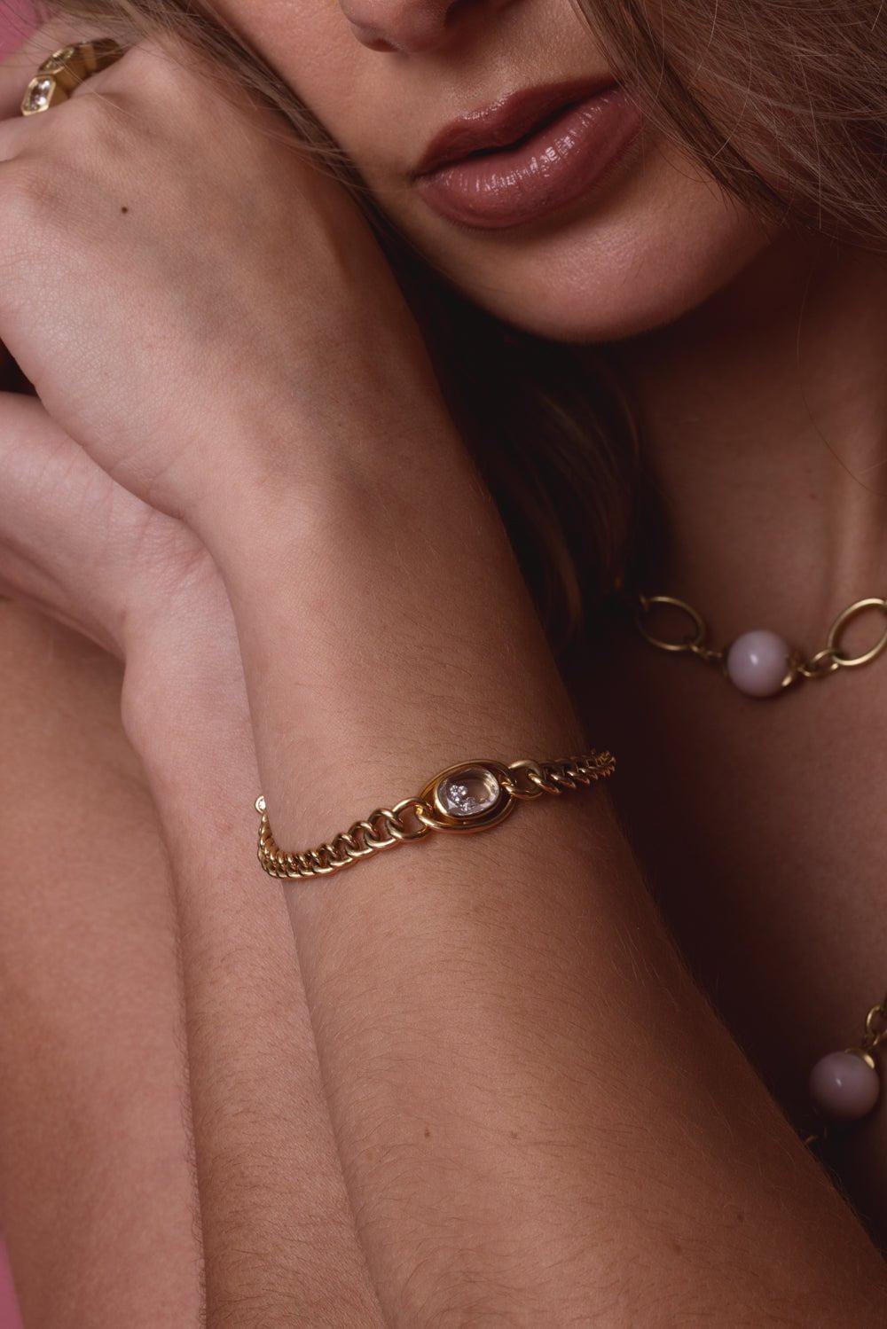 MORITZ GLIK-Cravo Curb Chain Bracelet-YELLOW GOLD