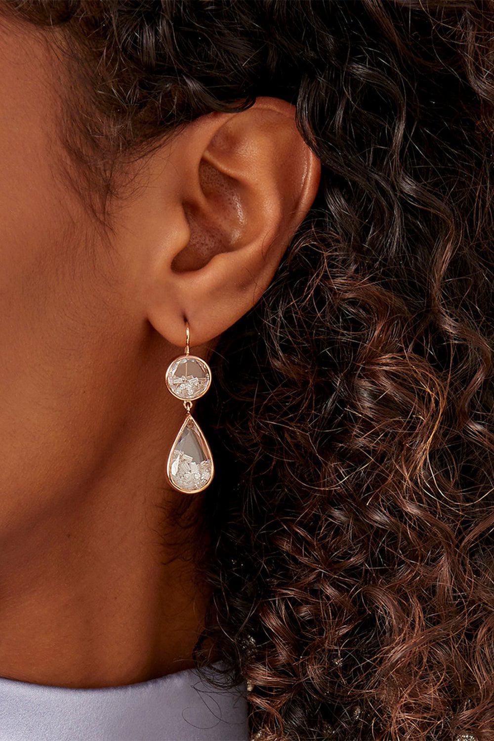 MORITZ GLIK-Double Drop Shaker Earrings-ROSE GOLD