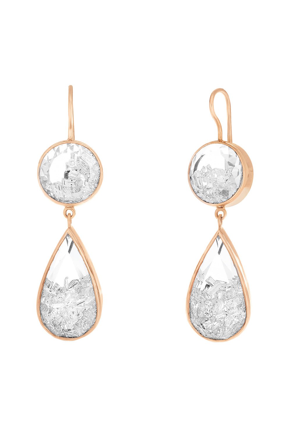 MORITZ GLIK-Double Drop Shaker Earrings-ROSE GOLD