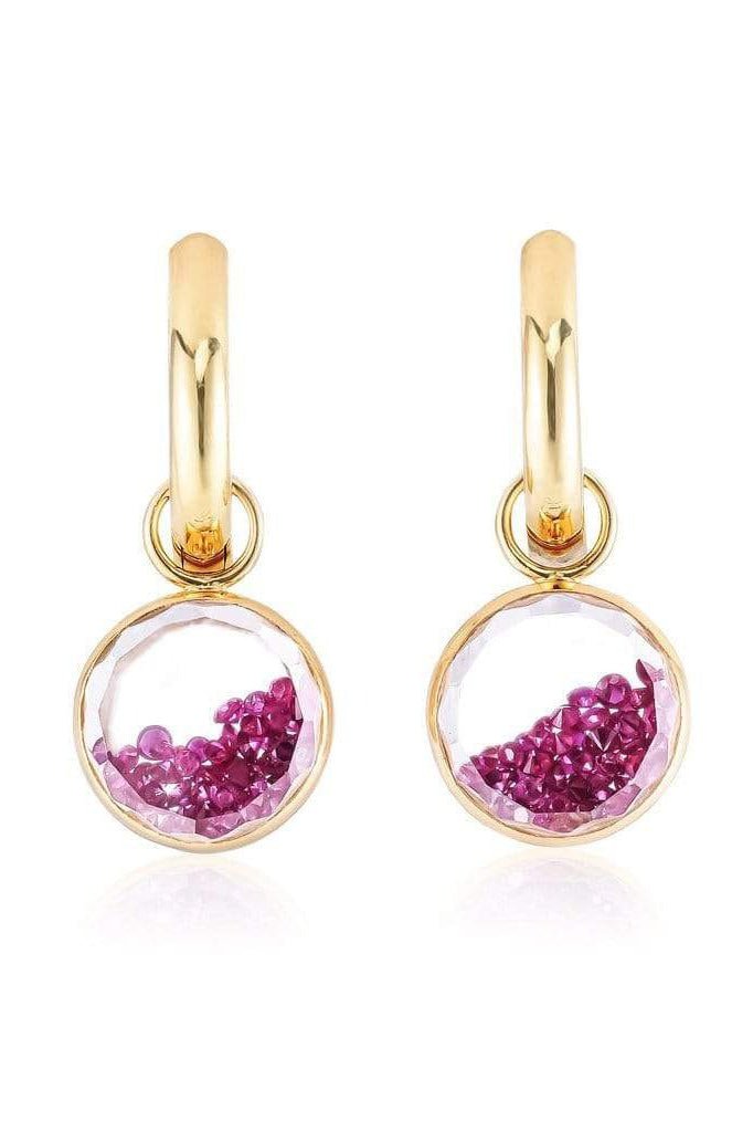 MORITZ GLIK-Ruby Shaker Huggies-ROSE GOLD