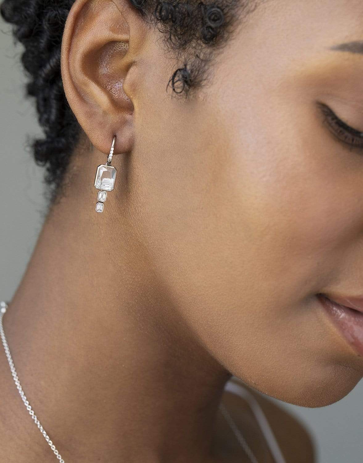 MORITZ GLIK-Triple Drop Shaker Earrings - White Gold-WHITE GOLD