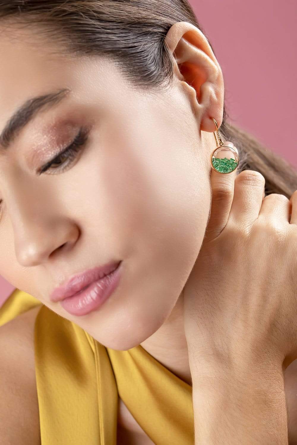 MORITZ GLIK-Core 15 Emerald Earrings-YELLOW GOLD