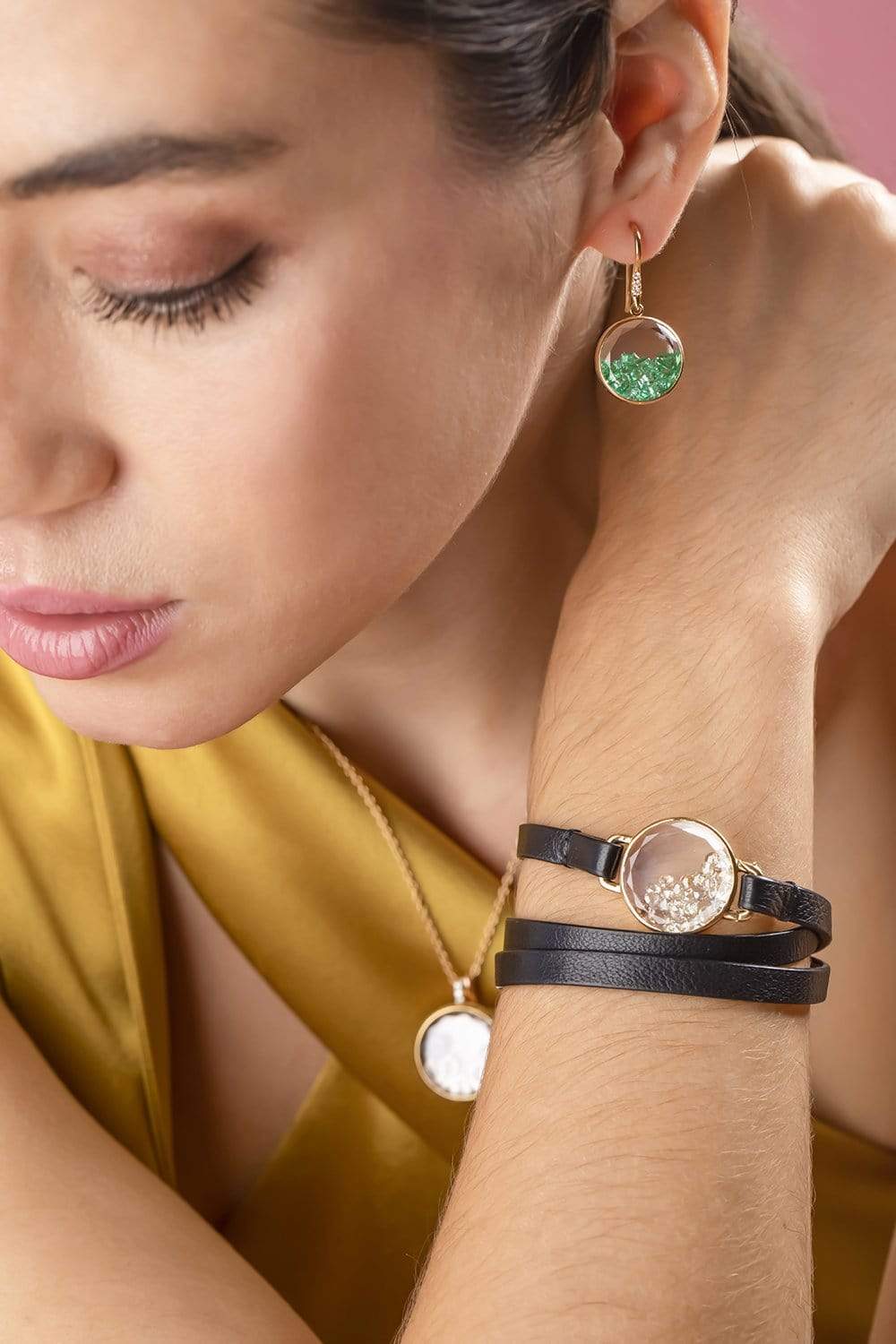 MORITZ GLIK-Core 15 Emerald Earrings-YELLOW GOLD