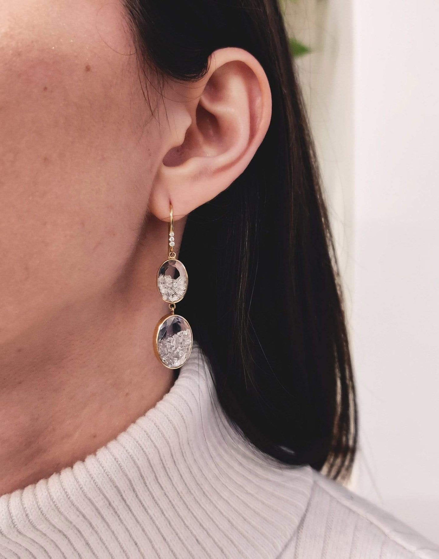 MORITZ GLIK-Double Shaker Drop Earrings-YELLOW GOLD