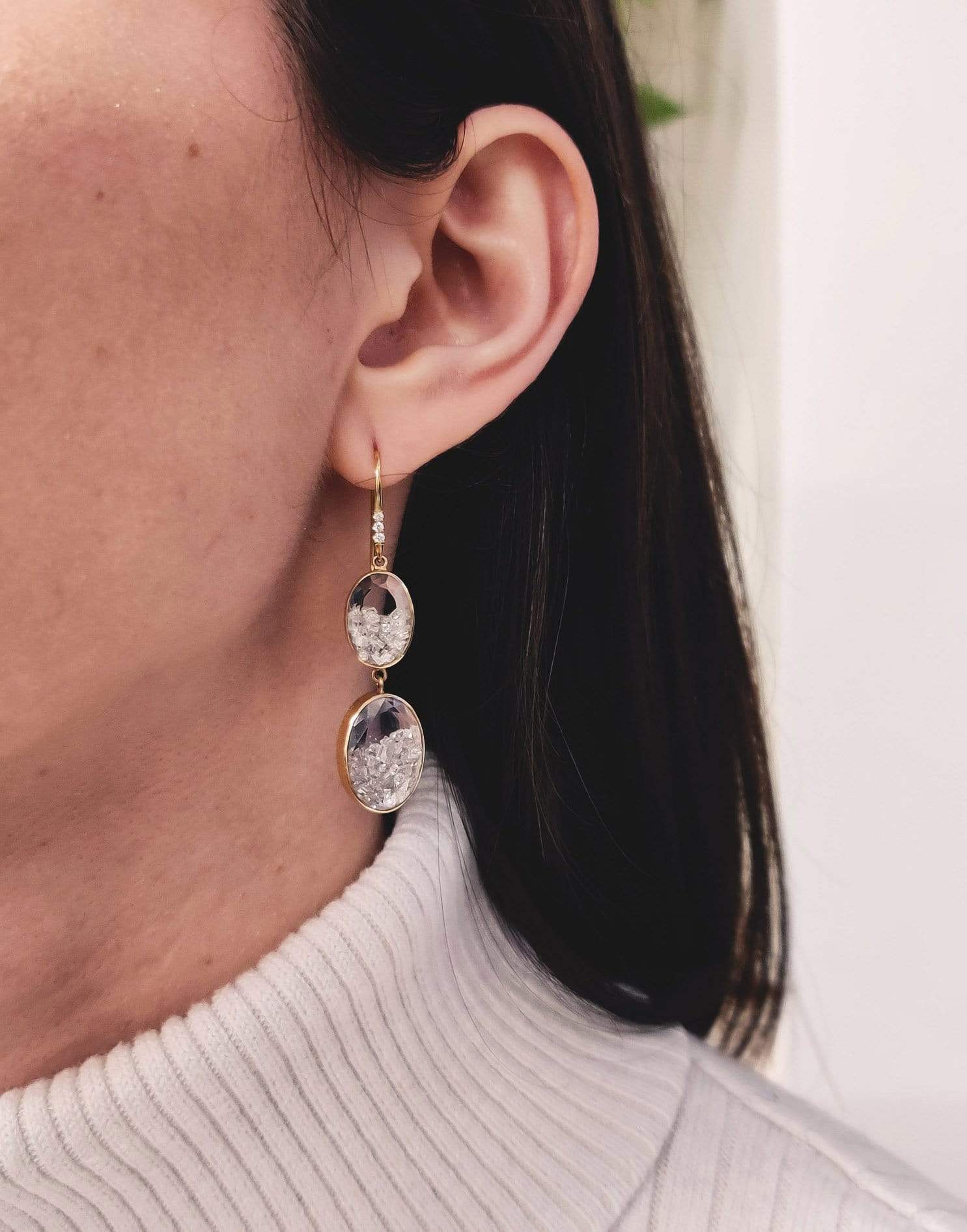 MORITZ GLIK-Double Shaker Drop Earrings-YELLOW GOLD