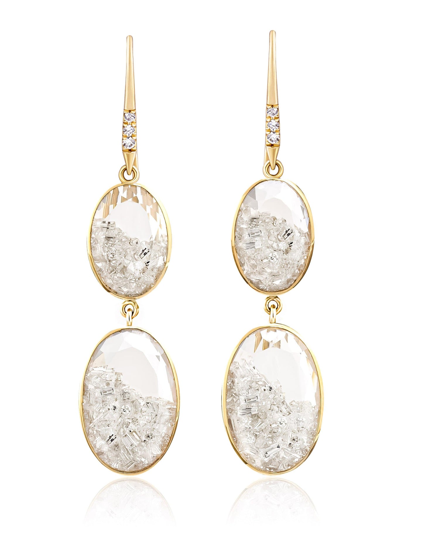 MORITZ GLIK-Double Shaker Drop Earrings-YELLOW GOLD
