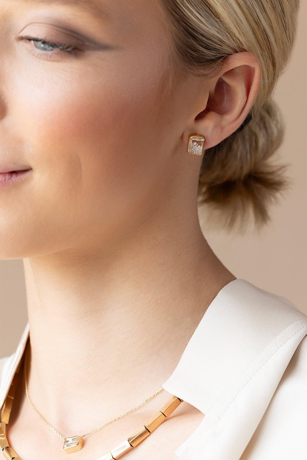 MORITZ GLIK-Esmeralda Shaker Stud Earrings-YELLOW GOLD