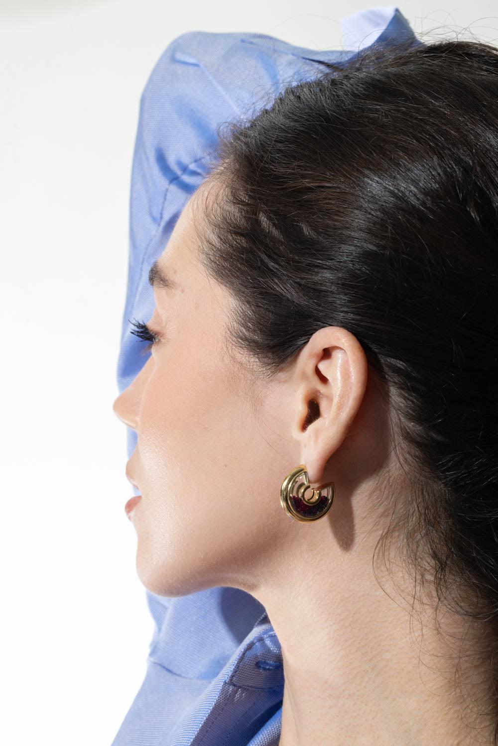 MORITZ GLIK-Letra Ruby Diamond Earrings-YELLOW GOLD