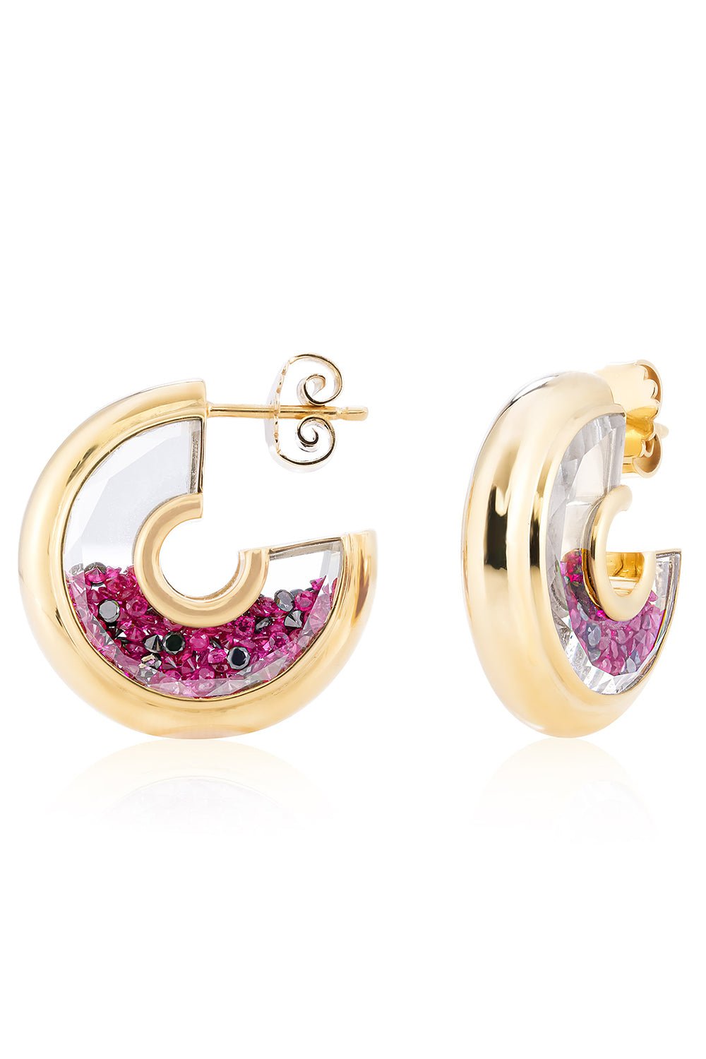 MORITZ GLIK-Letra Ruby Diamond Earrings-YELLOW GOLD