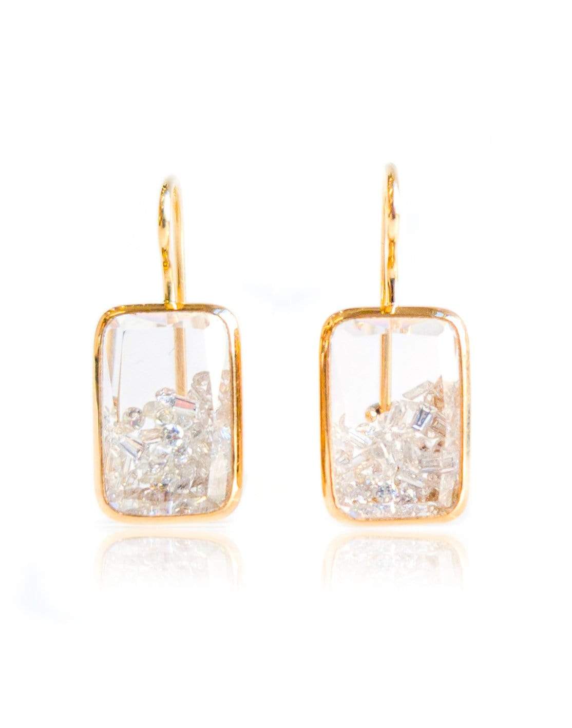 MORITZ GLIK-Rectangle Drop Shaker Earring - Yellow Gold-YELLOW GOLD