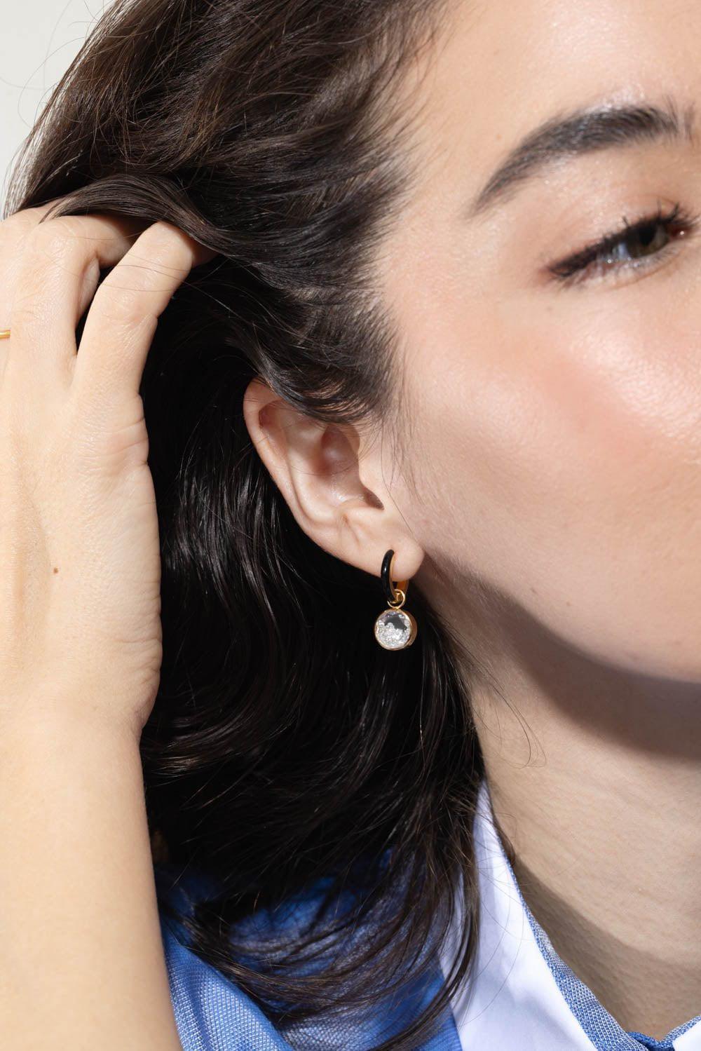 MORITZ GLIK-Reversible Enamel Shaker Huggie Earrings-YELLOW GOLD