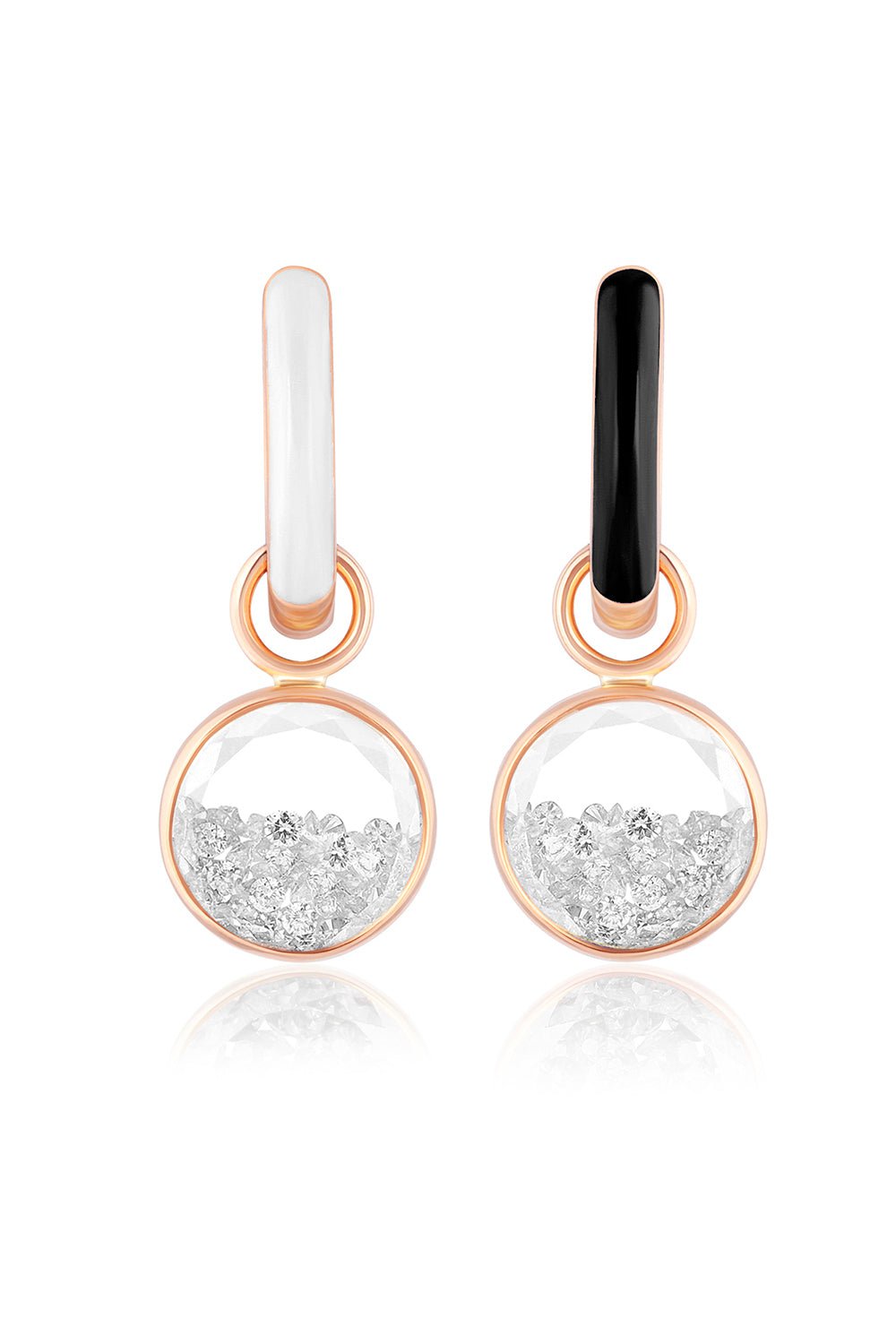 MORITZ GLIK-Reversible Enamel Shaker Huggie Earrings-YELLOW GOLD