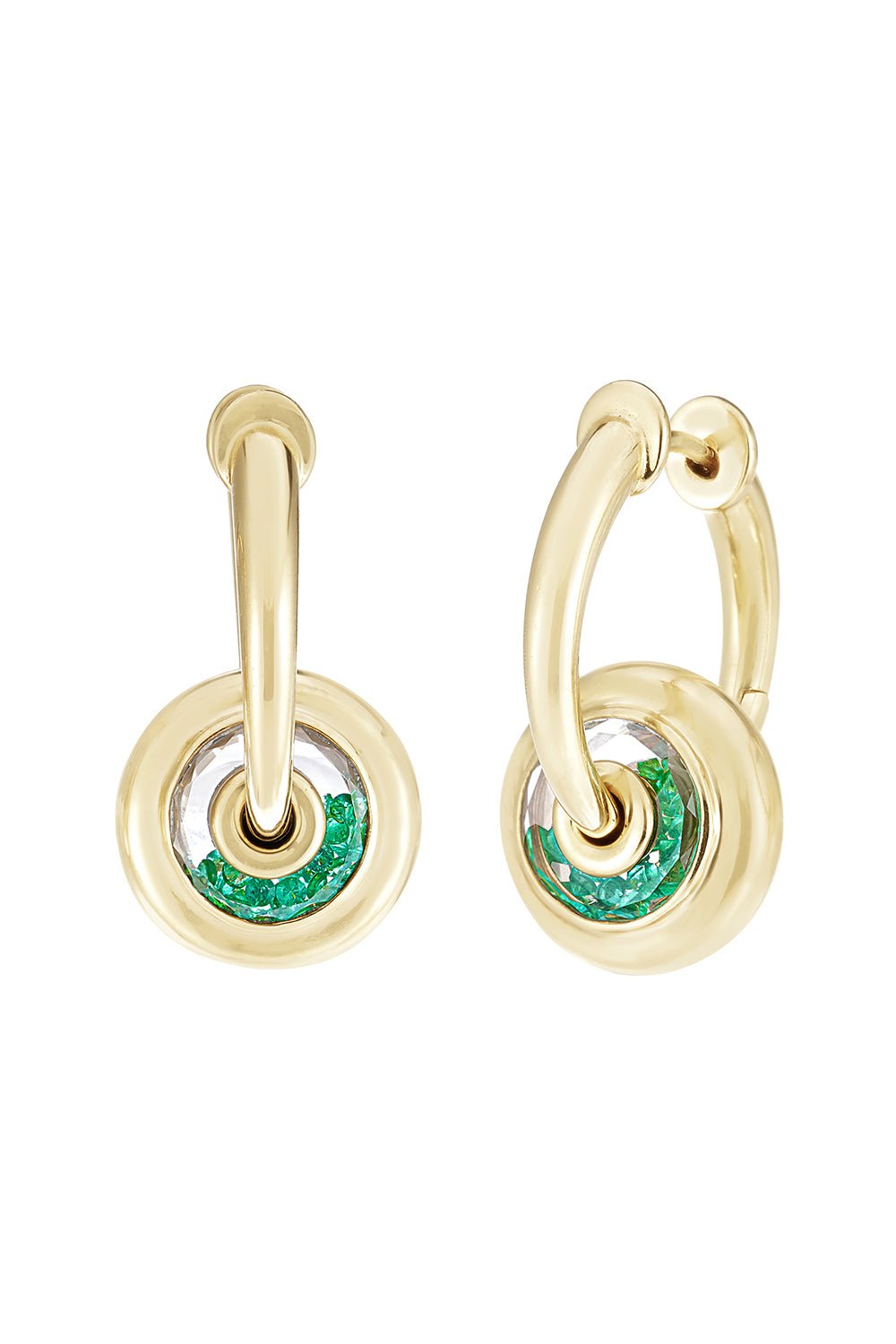MORITZ GLIK-Roda Emerald Huggie Earrings-YELLOW GOLD