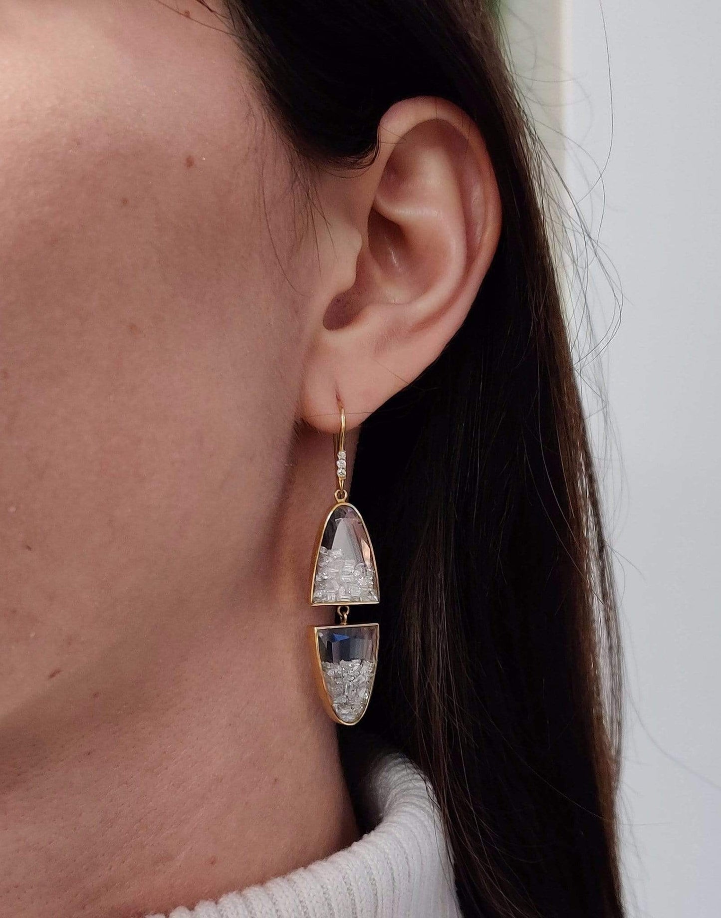 MORITZ GLIK-Shields Shaker Earrings-YELLOW GOLD