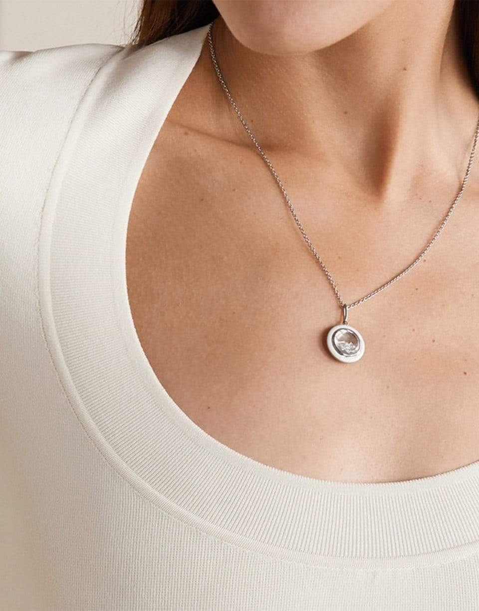 MORITZ GLIK-Round Black White Enamel and Diamond Shaker Necklace-PLDM