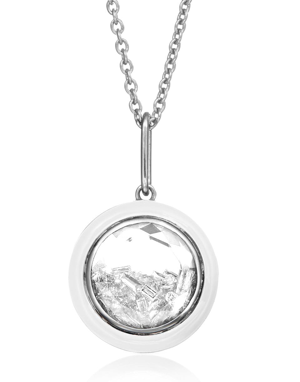 MORITZ GLIK-Round Black White Enamel and Diamond Shaker Necklace-PLDM