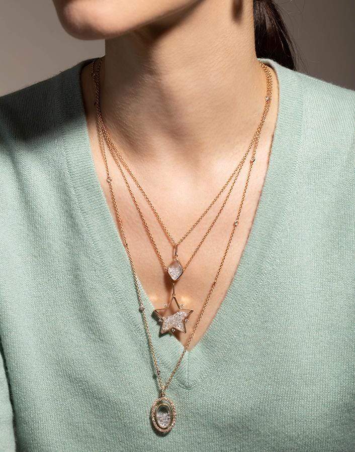 MORITZ GLIK-Diamond Shaker Star Pendant Necklace-ROSE GOLD