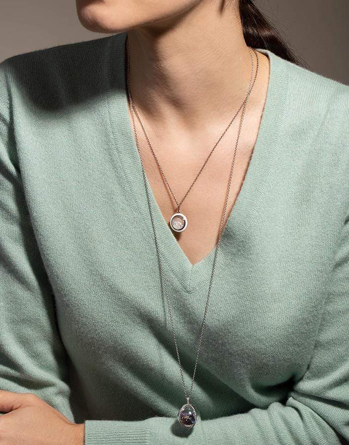 MORITZ GLIK-Confetti Globe Shaker Pendant Necklace-WHITE GOLD