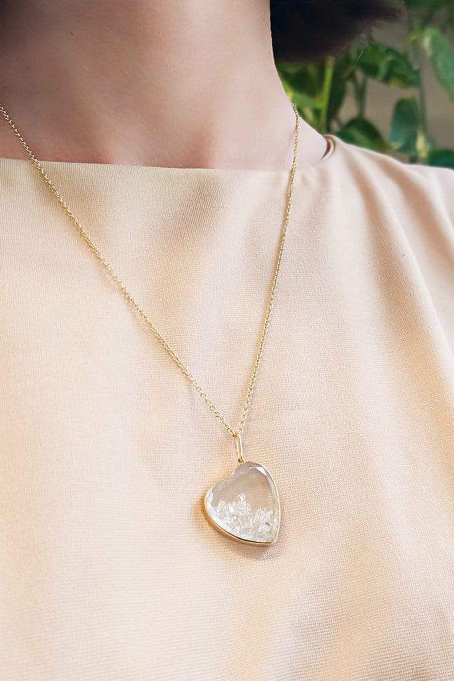 MORITZ GLIK-Amora Heart Pendant Necklace-YELLOW GOLD