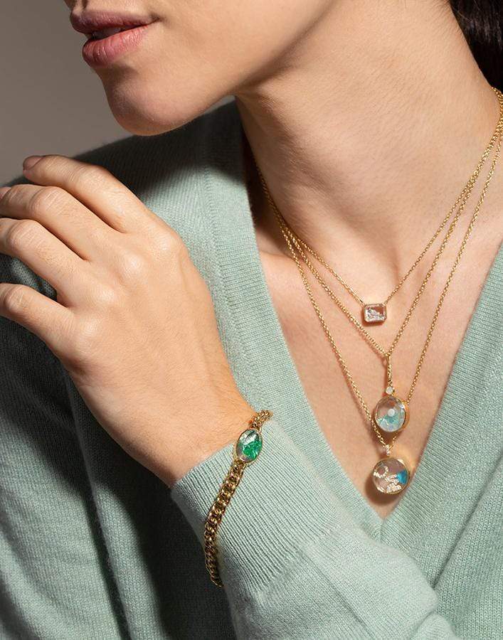 MORITZ GLIK-Tourmaline Opal and Diamond Shaker Necklace-YELLOW GOLD