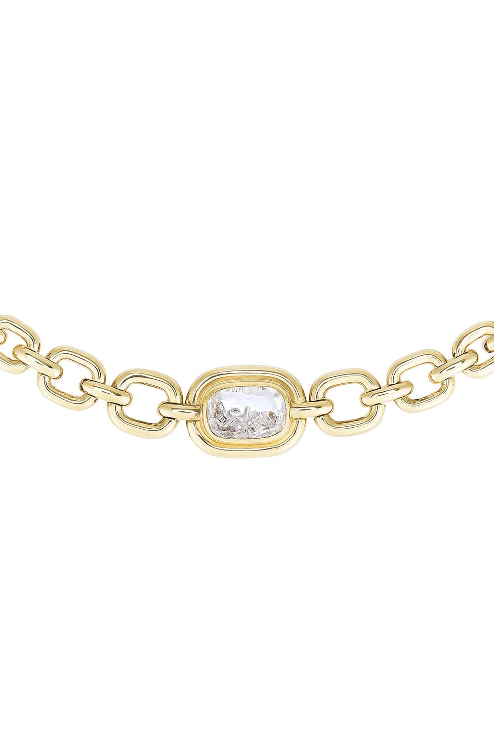 MORITZ GLIK-White Sapphire Elo Necklace-YELLOW GOLD