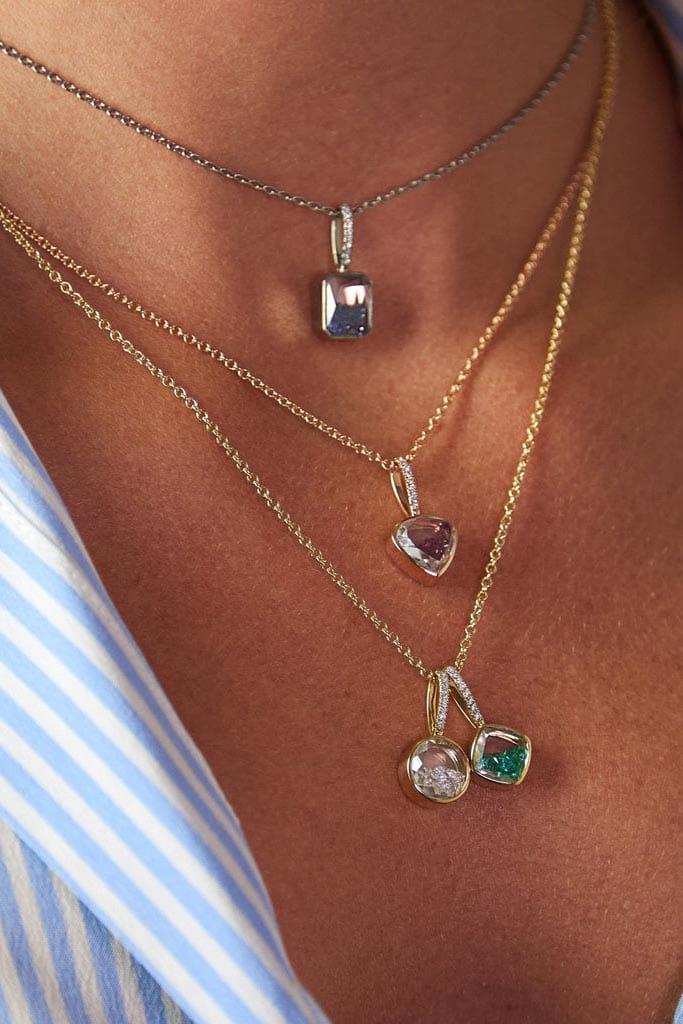 MORITZ GLIK-Naipes Ruby and Diamond Shaker Charm-ROSE GOLD