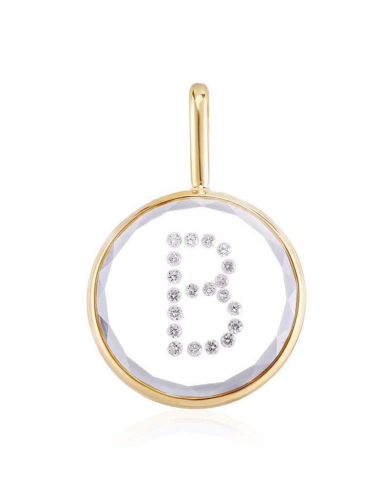 MORITZ GLIK-Medium "B" Vitrô Diamond Initial Charm-YELLOW GOLD