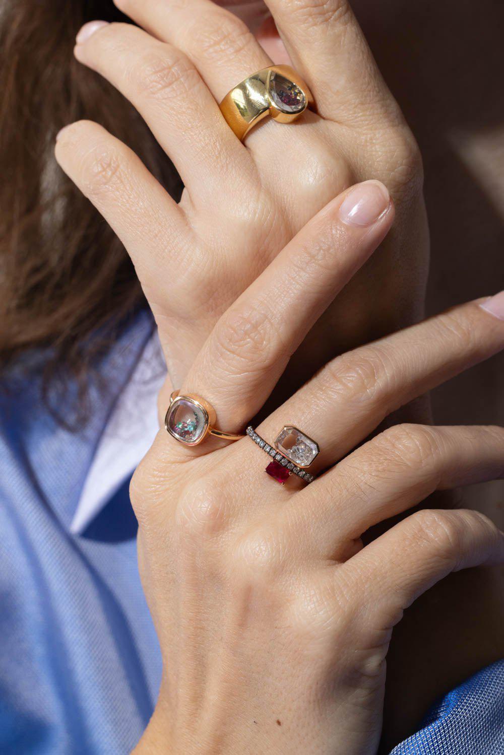 MORITZ GLIK-Emerald Cut Ruby Ring-ROSE GOLD